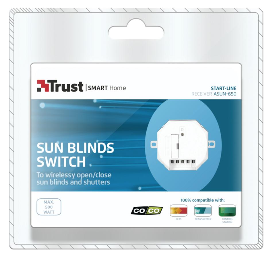 Interruptor para persianas - Trust ASUN-650, 500w, Para motor eléctrico, Blanco