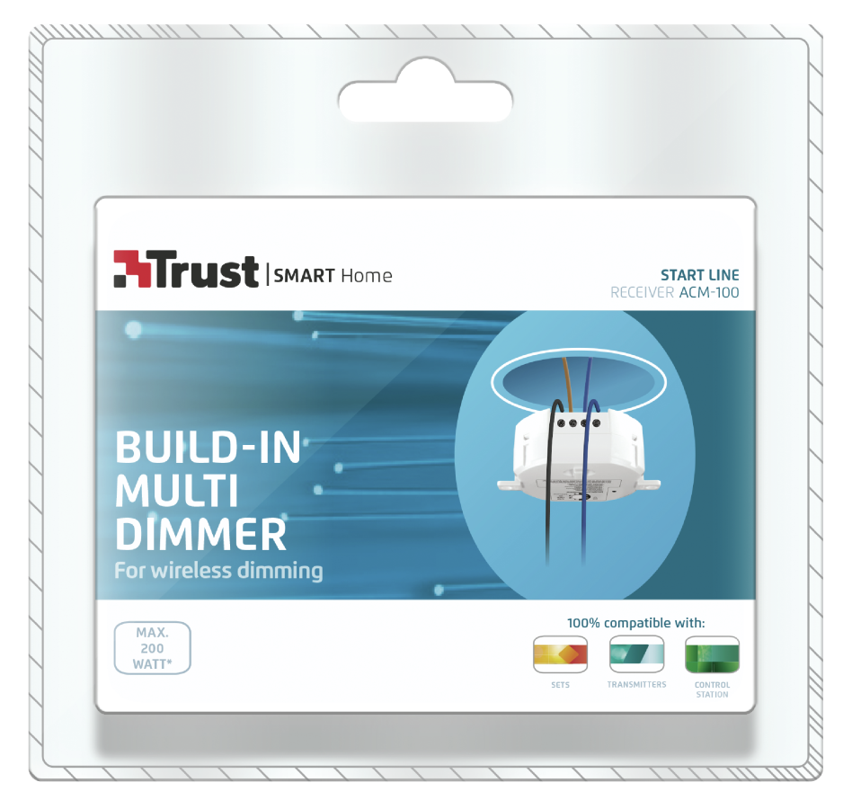 Regulador de luz - Trust ACM-100, Smart Home Integrado, Múltiple, Blanco