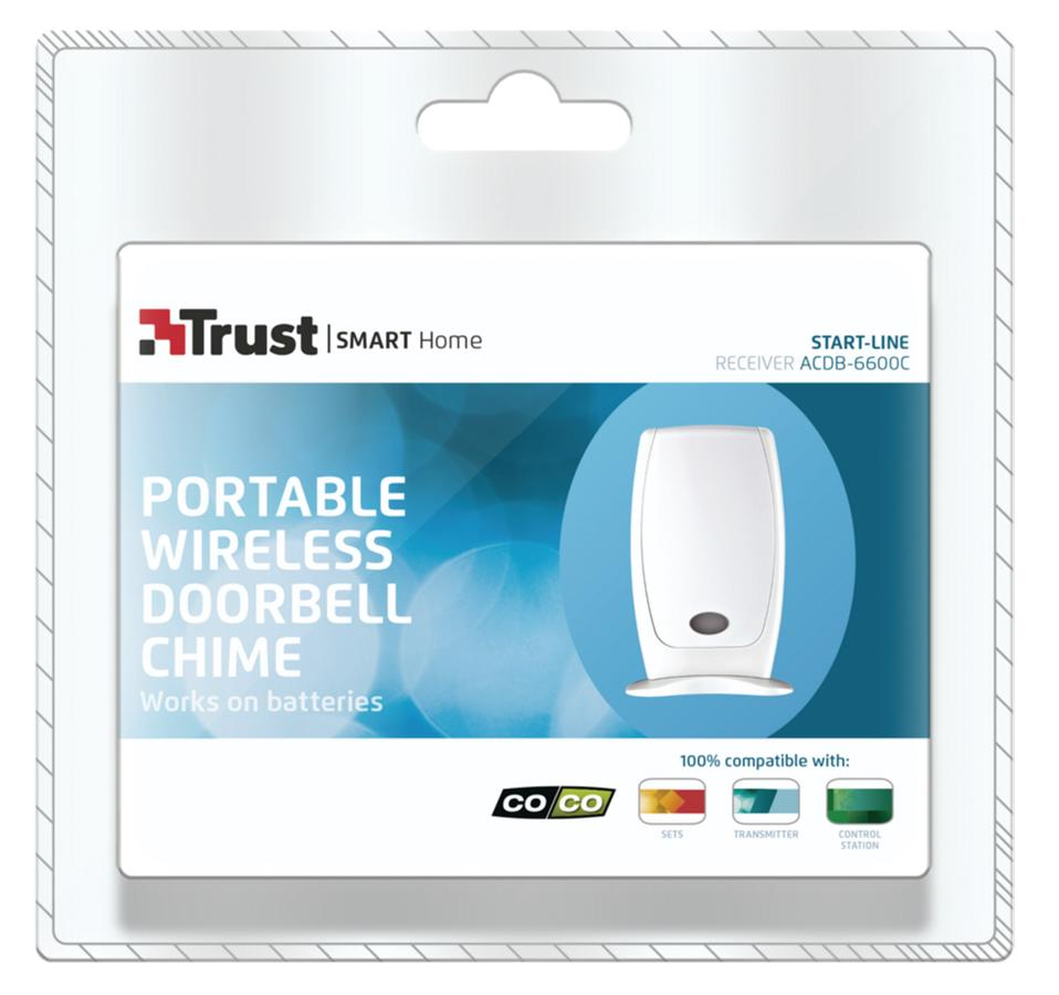 Timbre inalámbrico - Trust ACDB-6600C, 5 melodías distintas, 4 niveles de volumen, indicador LED.