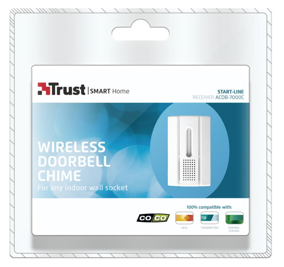 Timbre inalámbrico - Trust ACDB-7000C, 5 melodías, 4 niveles de volumen, domótica