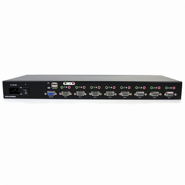 Switch KVM - StarTech.com SV831DUSBAU Conmutador KVM USB VGA de 8 puertos con Montaje en Rack