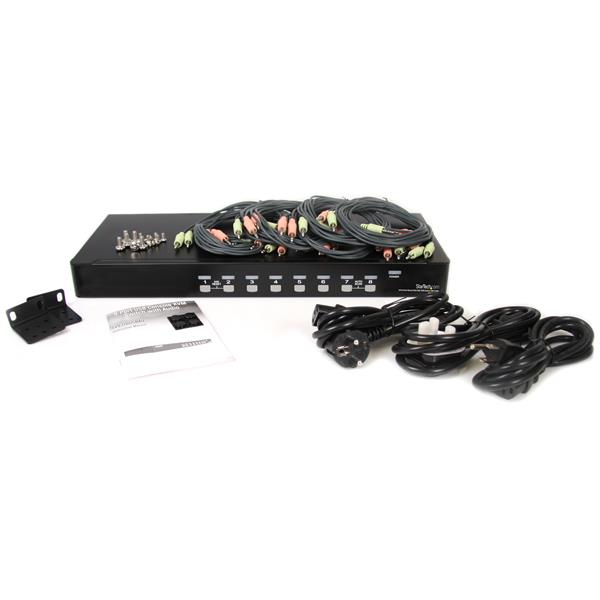 Switch KVM - StarTech.com SV831DUSBAU Conmutador KVM USB VGA de 8 puertos con Montaje en Rack