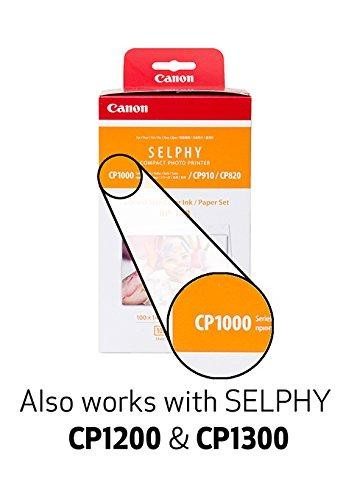 Caja de impresora fotográfica compacta Canon Selphy, resaltando 'CP1000' y modelos adicionales.
