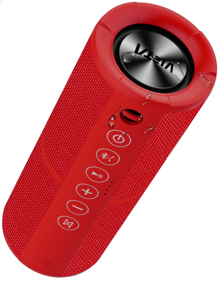 Altavoz inalámbrico - Vieta VM-BS29RD, 8W, Radio FM, Función manos libres, Bluetooth, Rojo