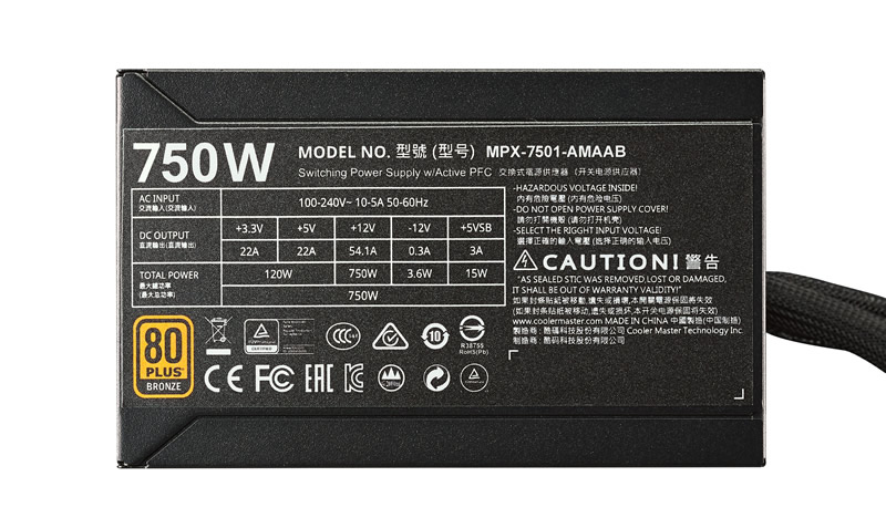 Fuente de alimentación - Cooler Master MasterWatt 750, 750W, ATX