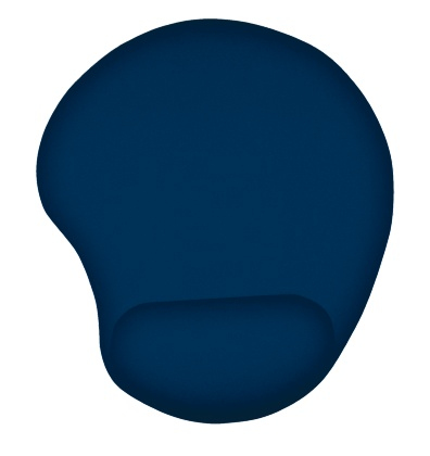 Bilek desteği olan koyu mavi ergonomik mouse pad.