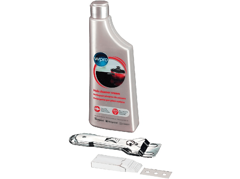 Kit Limpiador - WPRO KVC015, Apto para vitrocerámica e indución, Rascador y limpiador de 250 ml