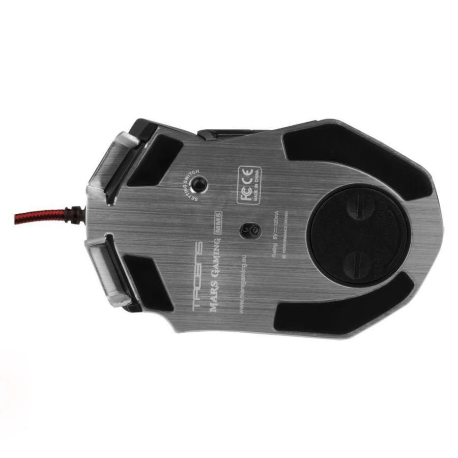 Ratón gaming - Mars GAMING MM5, 16400DPI, Cable, LED, Negro