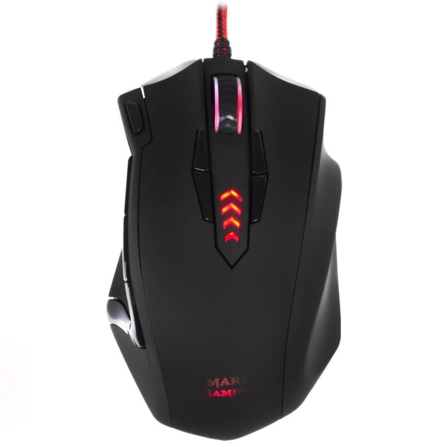 Ratón gaming - Mars GAMING MM5, 16400DPI, Cable, LED, Negro
