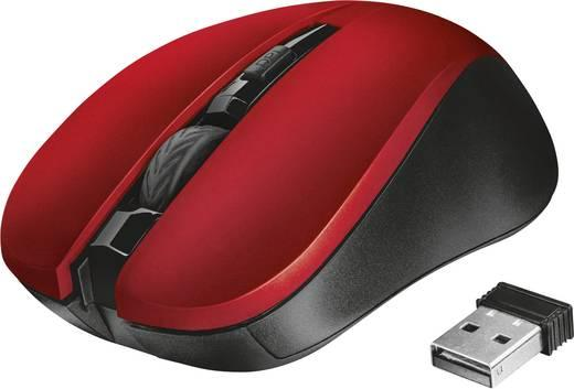Ratón inalámbrico - Trust 21871 RF, 1800DPI, Ambidextro, Negro/Rojo