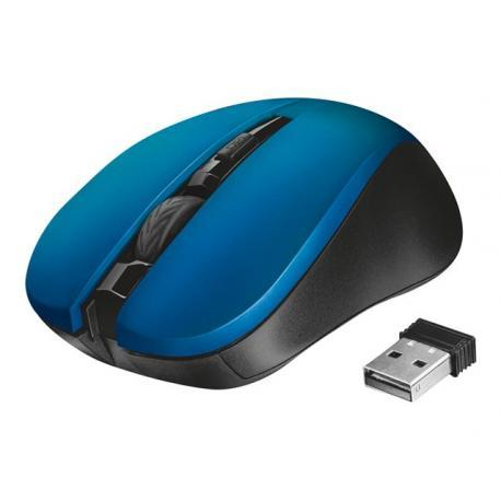 Ratón inalámbrico - Trust 21870 RF, 1800DPI Ambidextro, Negro/Azul