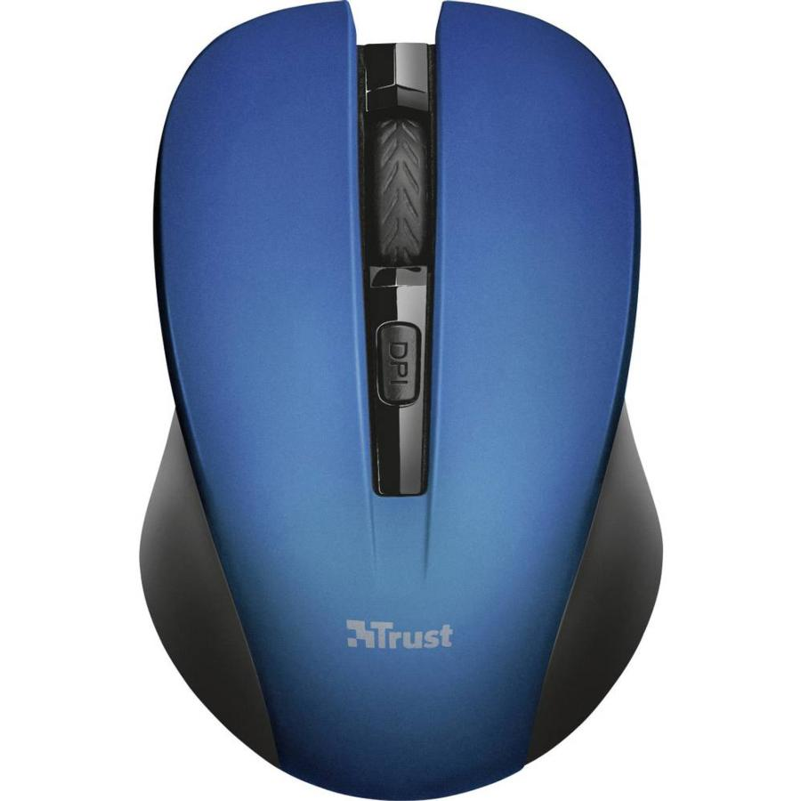 Ratón inalámbrico - Trust 21870 RF, 1800DPI Ambidextro, Negro/Azul