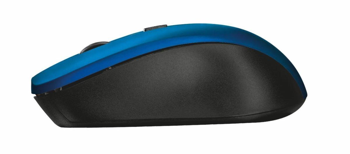 Ratón inalámbrico - Trust 21870 RF, 1800DPI Ambidextro, Negro/Azul