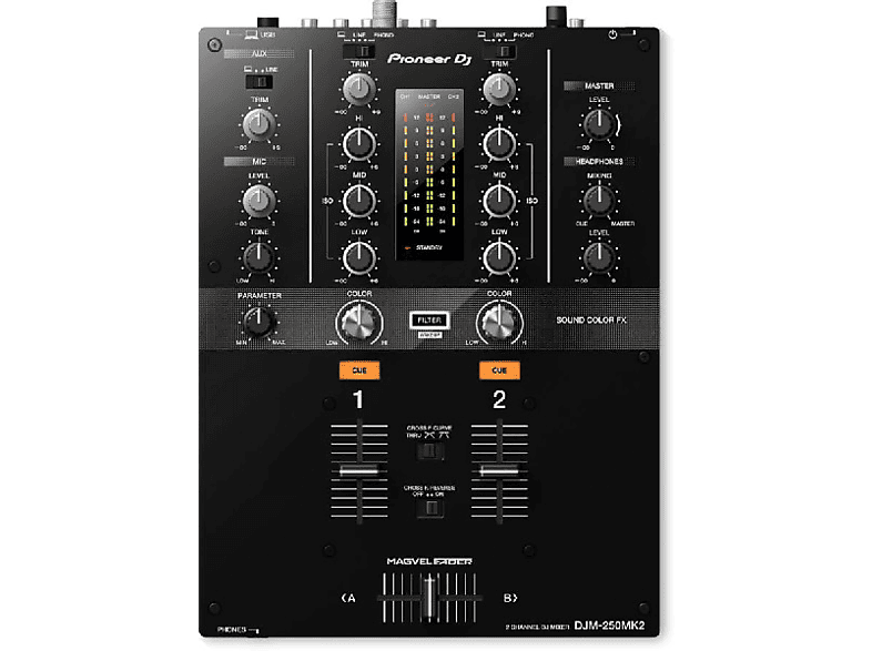 Mesa de mezclas - Pioneer DJ DJM-250MK2, 2 canales, 24 bit/48 kHz, EQ 3 bandas, Rekordbox