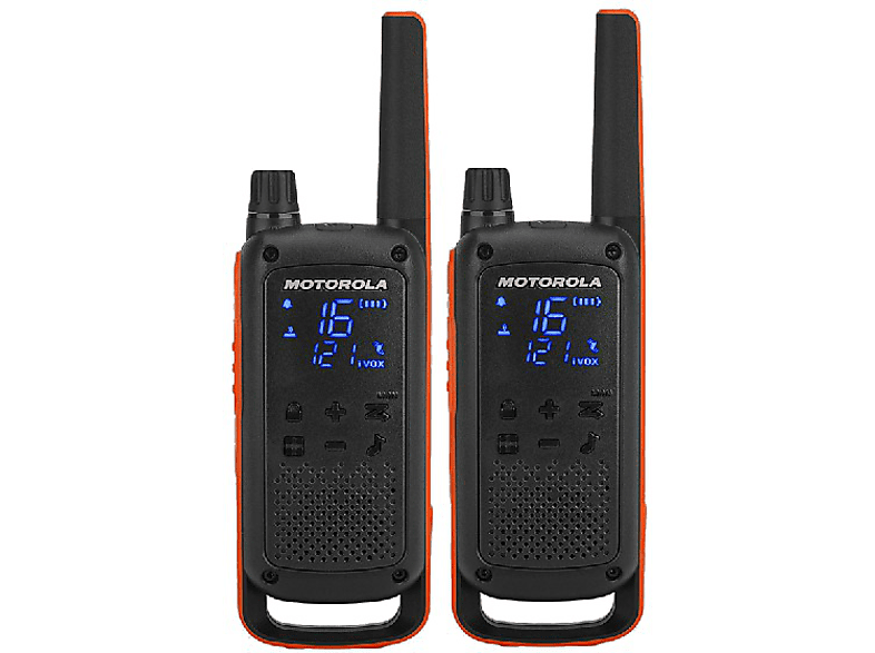 Motorola Talkabout T82 twin 2 unidades tlkr pack talkie walkietalkie duo 8 canales 10 km hasta 18h de autonomía negro color y naranja 16 ipx2 10km 16ch