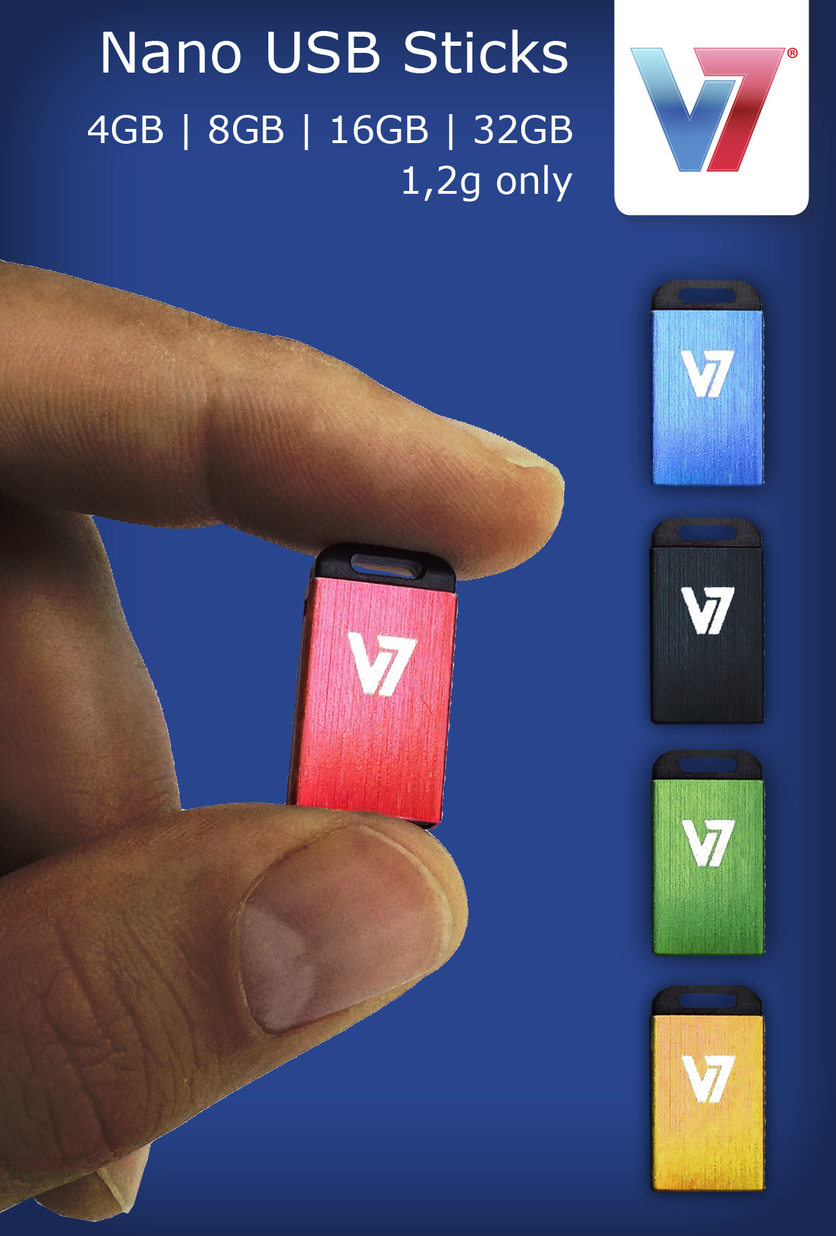 Unidad de memoria flash - V7 USB 2.0 Nano 4GB, Amarilla