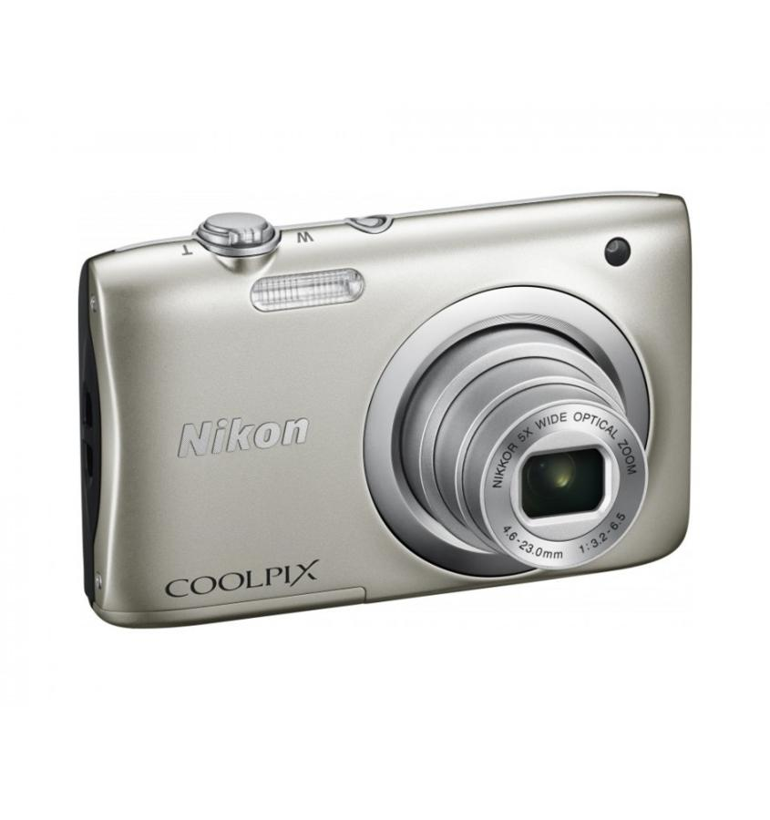Cámara - Nikon Coolpix A100 + Estuche+ Palo selfie, Plata