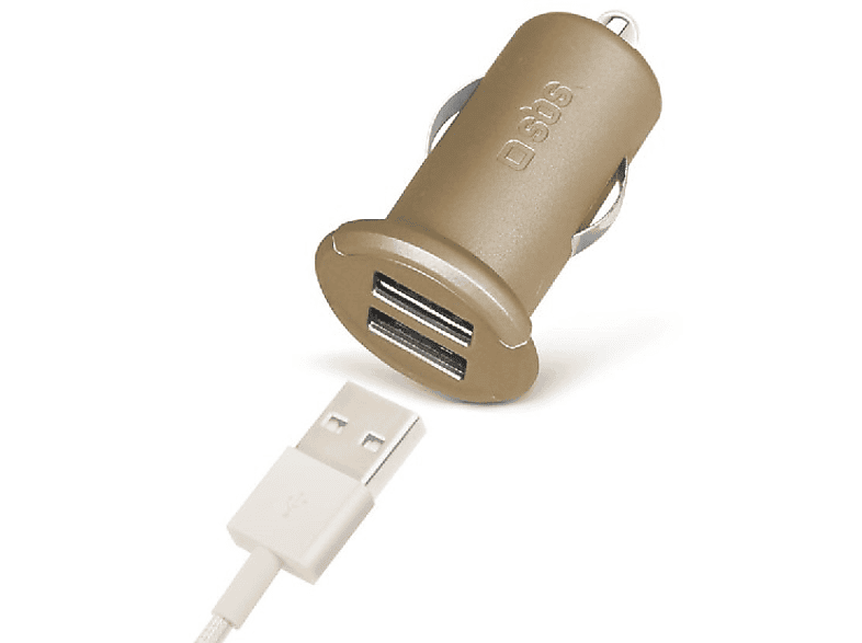 Adaptador de coche cargador - SBS, Dual USB, Gold