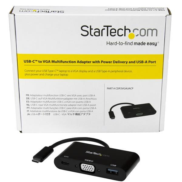 Docking Station - StarTech.com CDP2VGAUACP Adaptador Multifunción USB-C a VGA con Entrega de Potenci