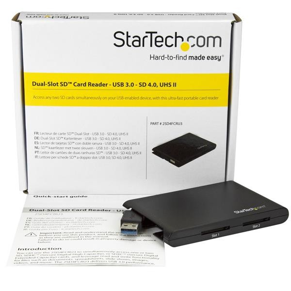 Lector de Tarjetas - StarTech.com 2SD4FCRU3 Lector USB 3.0 de Tarjetas de Memoria SD con Dos Ranuras