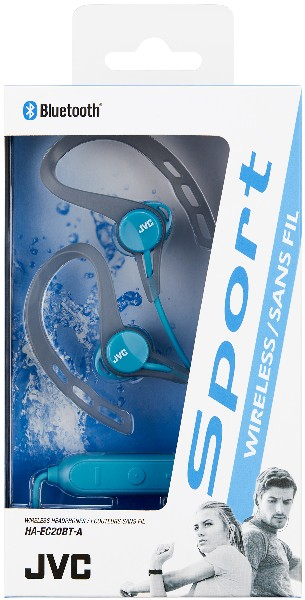 Auriculares deportivos - JVC HA-EC20BT-A, Inalámbrico, Bluetooth, IPX2, Pivot Motion Fit, Azul