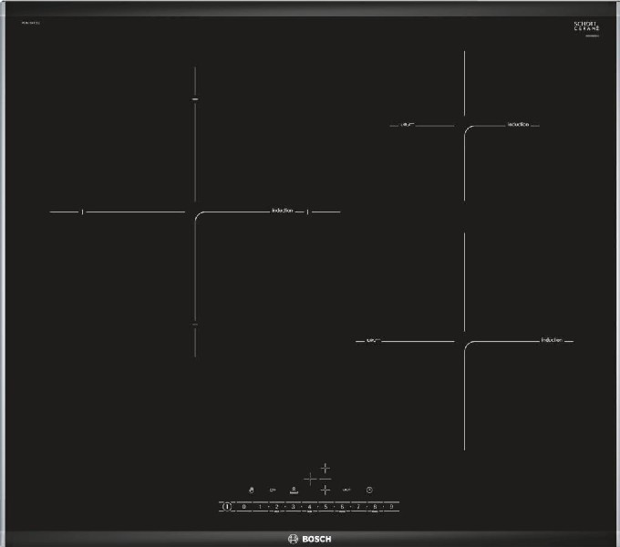 Encimera - Bosch PIJ675FC1E, Eléctrica, Inducción, 3 zonas, 28 cm, Negro