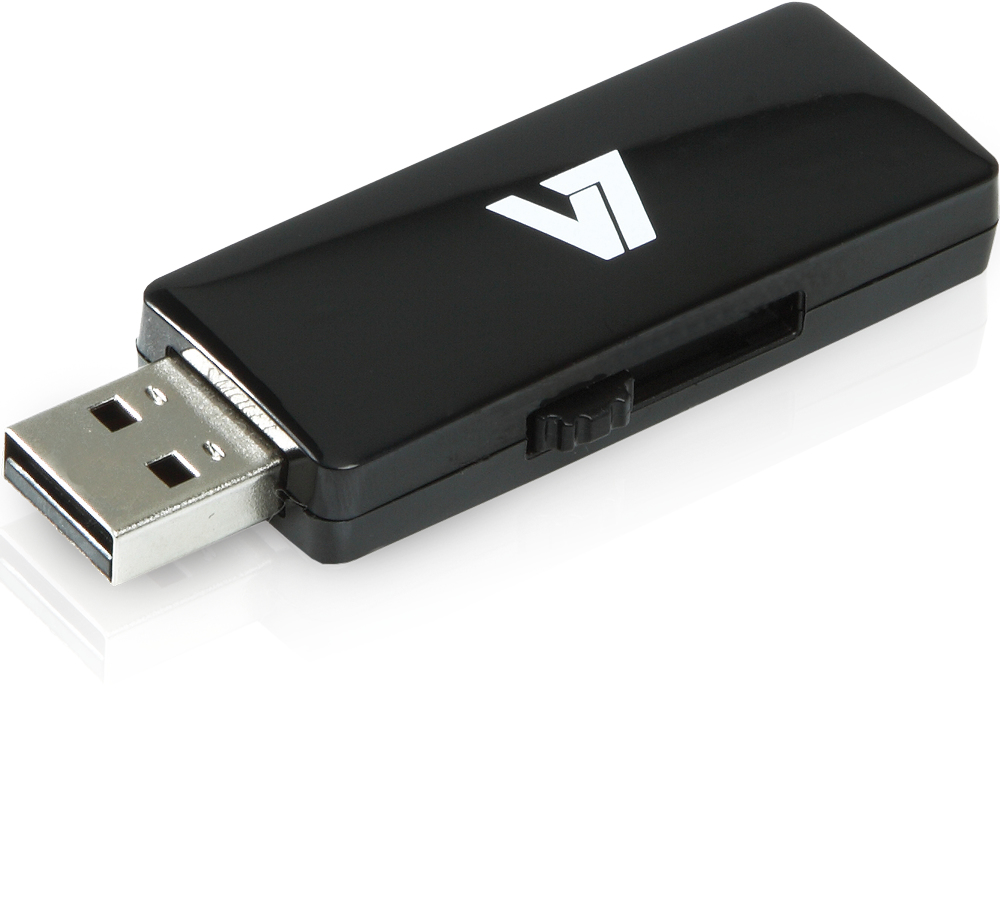 V7 Unidad de memoria flash USB 2.0 deslizante 32 GB, negra unidad flash USB