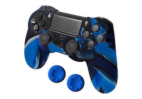 Accesorio PS4  Ardistel Blackfire Gamer, Funda para mando PS4 + 2 Grips,  Rojo, Azul