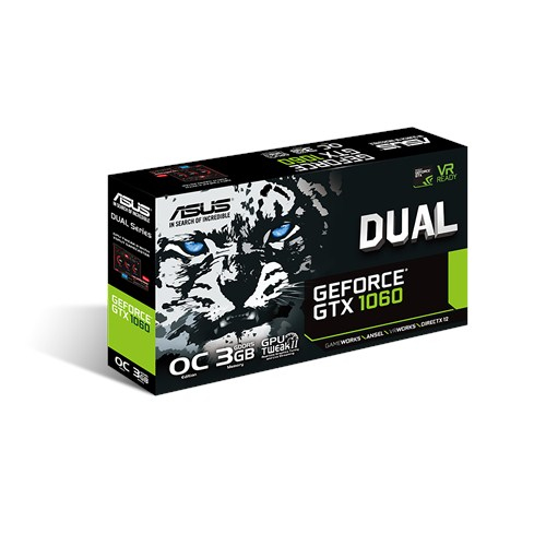 Tarjeta Gráfica - ASUS NVIDIA GeForce GTX1060 O3G Dual, 3GB, GDDR5, 1594 Mhz, 4096 x 2160 p