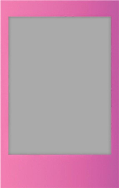 Marco de fotos estilo Polaroid rosa con un rectángulo gris dentro. Borde rosa rodea el área gris.