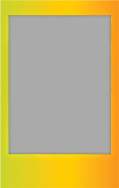 Un marco brillante y colorido con degradado de amarillo a naranja. El centro es gris.