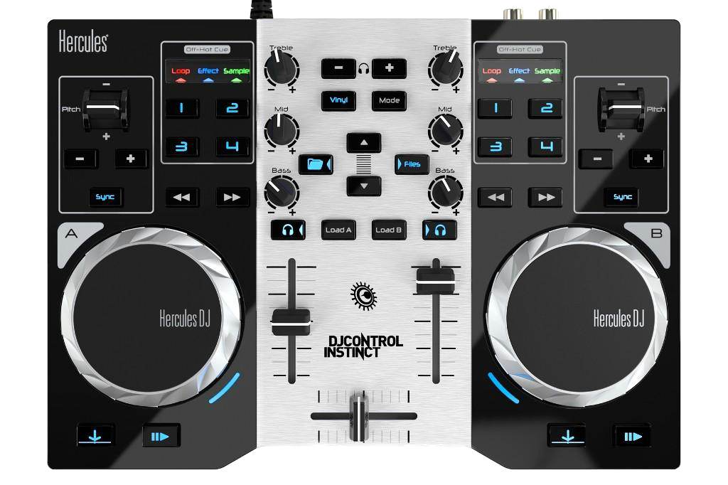 Controladora DJ - Hercules DJControl Instinct Party Pack, 2 jog wheels + LED Party Light USB
