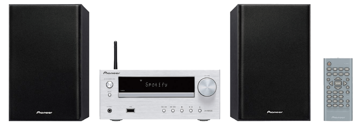 Microcadena - Pioneer X-HM36D-S, 2 altavoces, Wi-Fi, Bluetooth, CD, USB, Radio, Plata