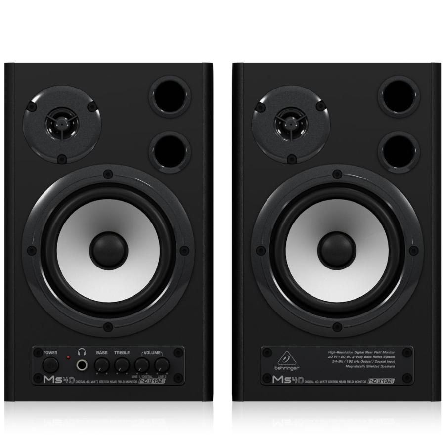 Altavoces estéreo - Behringer MS40, Potencia 40W, 2 vías, 24-bit/192 kHz, Negro