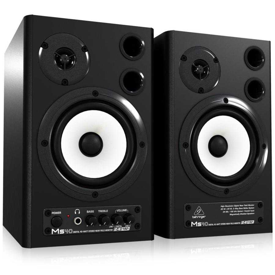 Altavoces estéreo - Behringer MS40, Potencia 40W, 2 vías, 24-bit/192 kHz, Negro