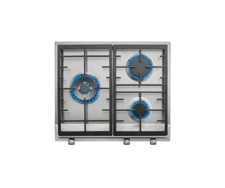 Encimera - Teka EX 60.1 3G AI AL DR CI NAT, Acero inoxidable, Gas natural, 3 quemadores