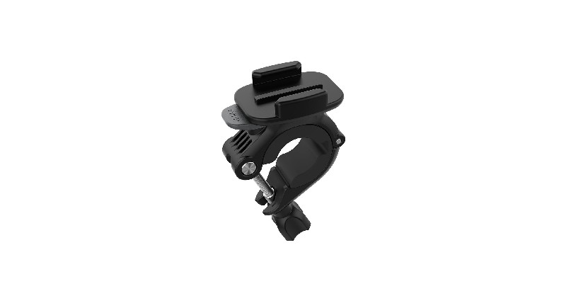 Soporte negro para cámara de bicicleta, con mecanismo.