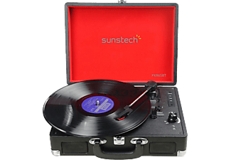 Tocadiscos - Sunstech PXR6SBT, Bluetooth, USB, SD, Radio FM, AUX, RCA, 2 Altavoces, Negro