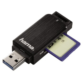 Lector tarjetas - Hama 00123901, USB 3.0, Negro