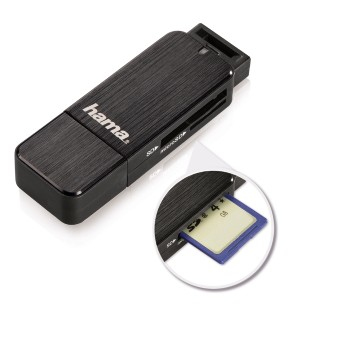 Lector tarjetas - Hama 00123901, USB 3.0, Negro