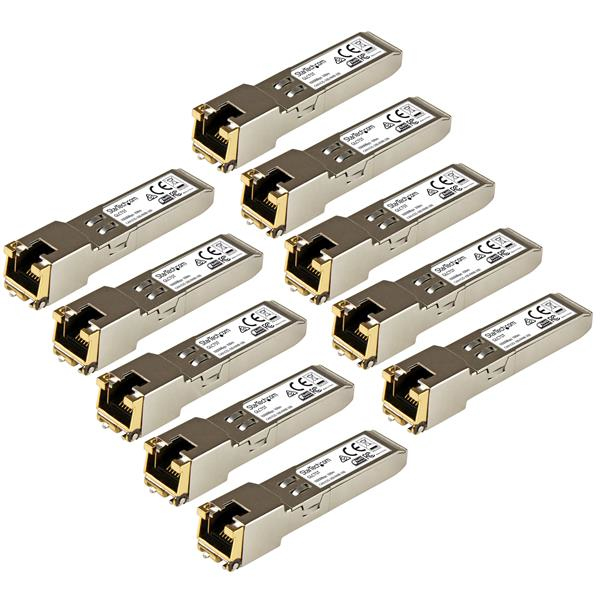 Transceptor SFP - StarTech.com GLCT10PKST Paquete de 10 Modulos SFP RJ45 Transceptores Gigabit Cobre