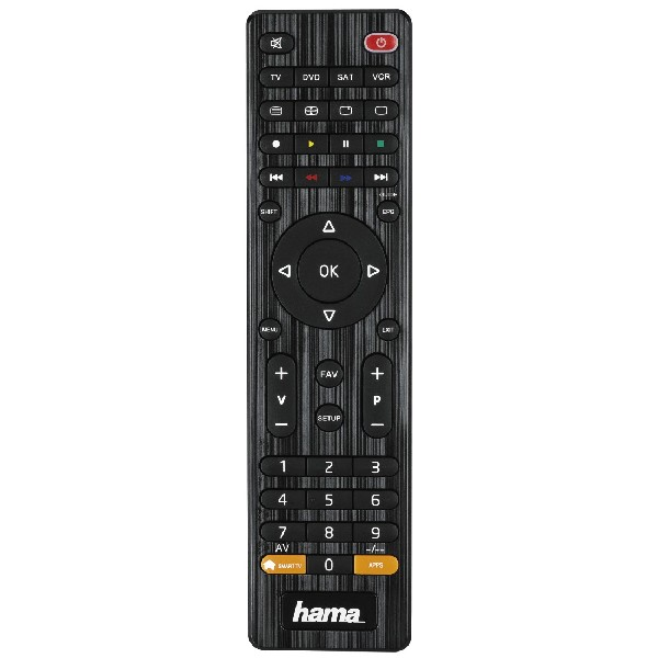 Hama Mando A distancia universal control remoto tv inteligente 4 en 1 negro 4in1 para dispositivos 00012306 ir dvdbluraystbtvvcr