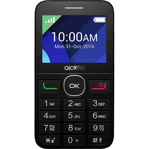 Móvil - Alcatel 20.08, 2.4 P, Bluetooth, Rádio FM, Negro y Blanco