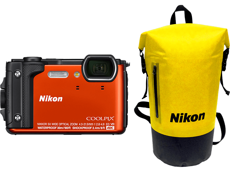 Nikon W300 Naranja+mochila 16 mpx sumergible cmos 4k uhd wifi bluetooth coolpix compacta de nikkor snapbridge videos timelapse la af tft lcd kit 125 1600