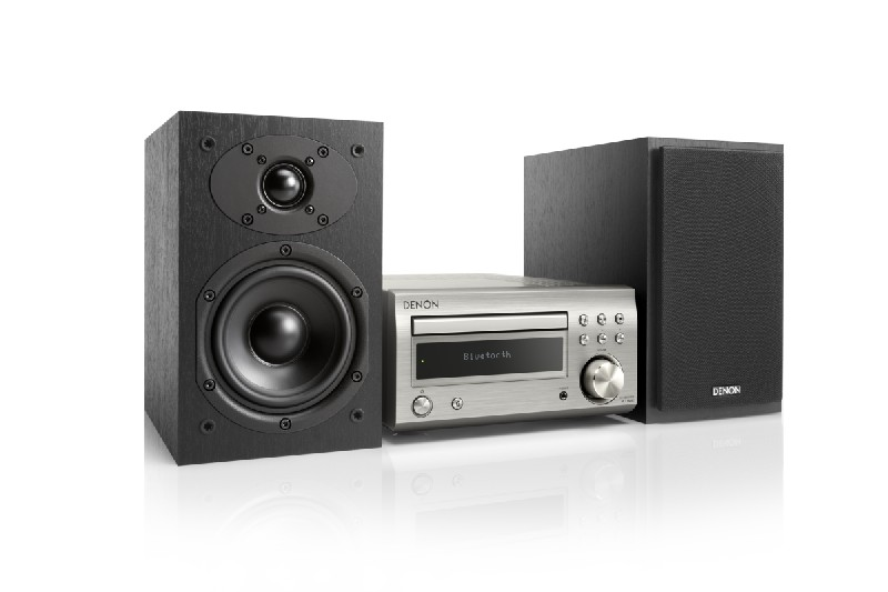 Equipo Hifi Denon dm41 silverbl cd y bluetooth cadena 60w microcadena platanegra 2 control tono home audio mini system negro 60 12 25