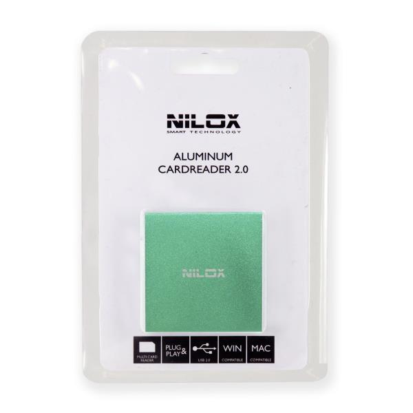 Lector de tarjetas - Nilox 10NXCRQ100002, USB 2.0, Verde