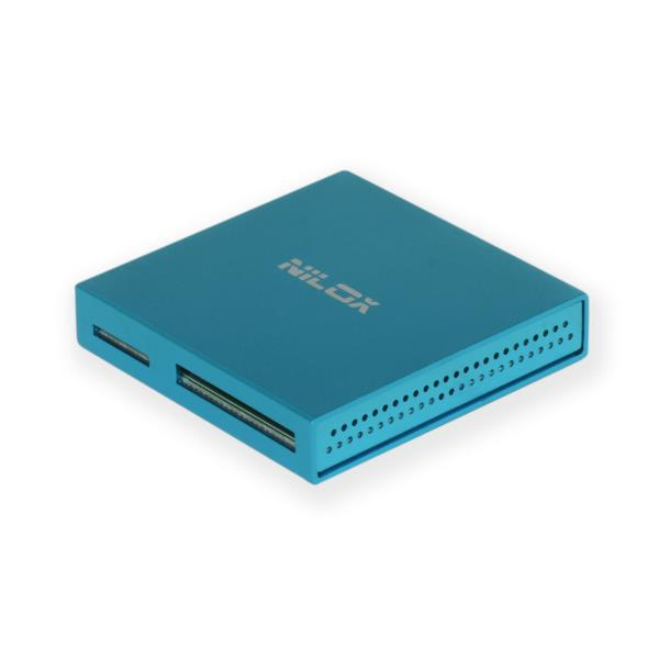 Lector de tarjetas - Nilox 10NXCRQ100003, USB 2.0, Azul