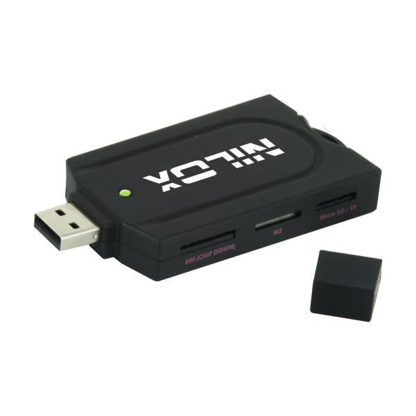 Lector de tarjeta - Nilox 10NXCRAIN1001, USB 2.0, Negro