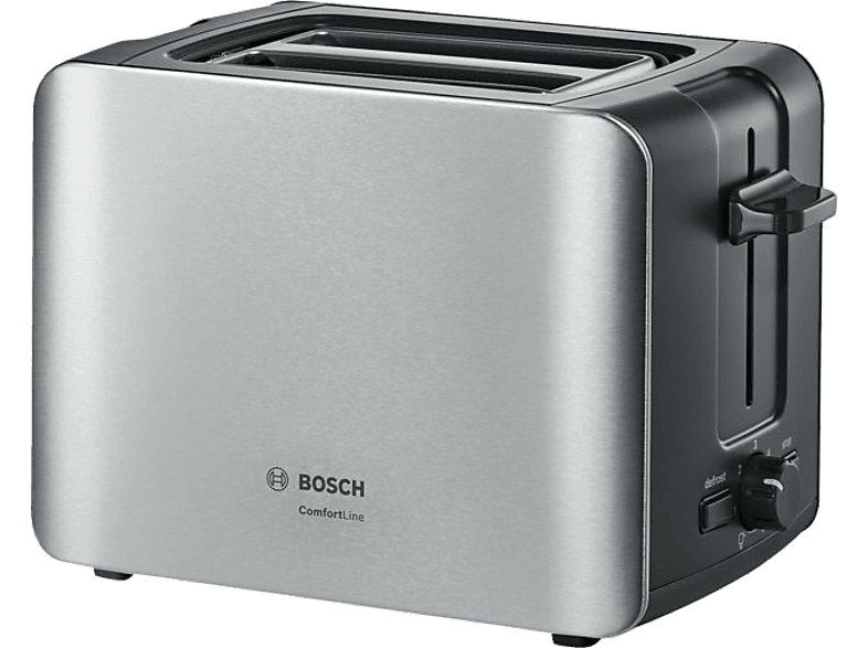 Tostadora - Bosch ComfortLine TAT6A913, 1090W, capacidad para 2 rebanadas de pan, sensor