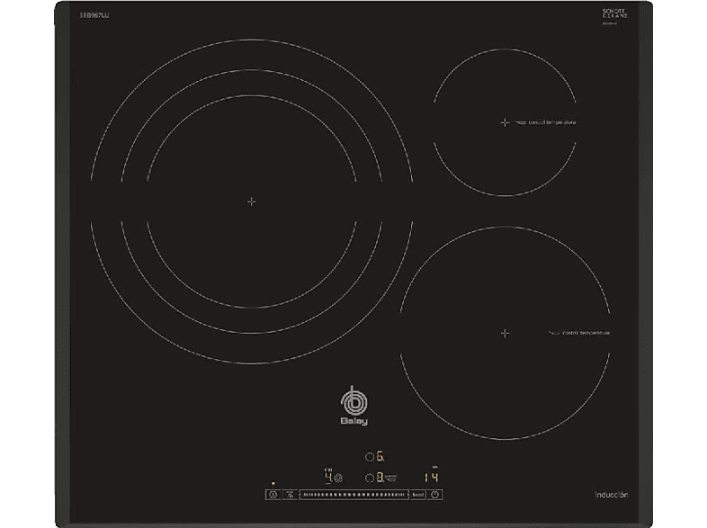 Encimera  Balay 3EB967LU, Eléctrica, Inducción, 3 zonas, 32 cm, Negro